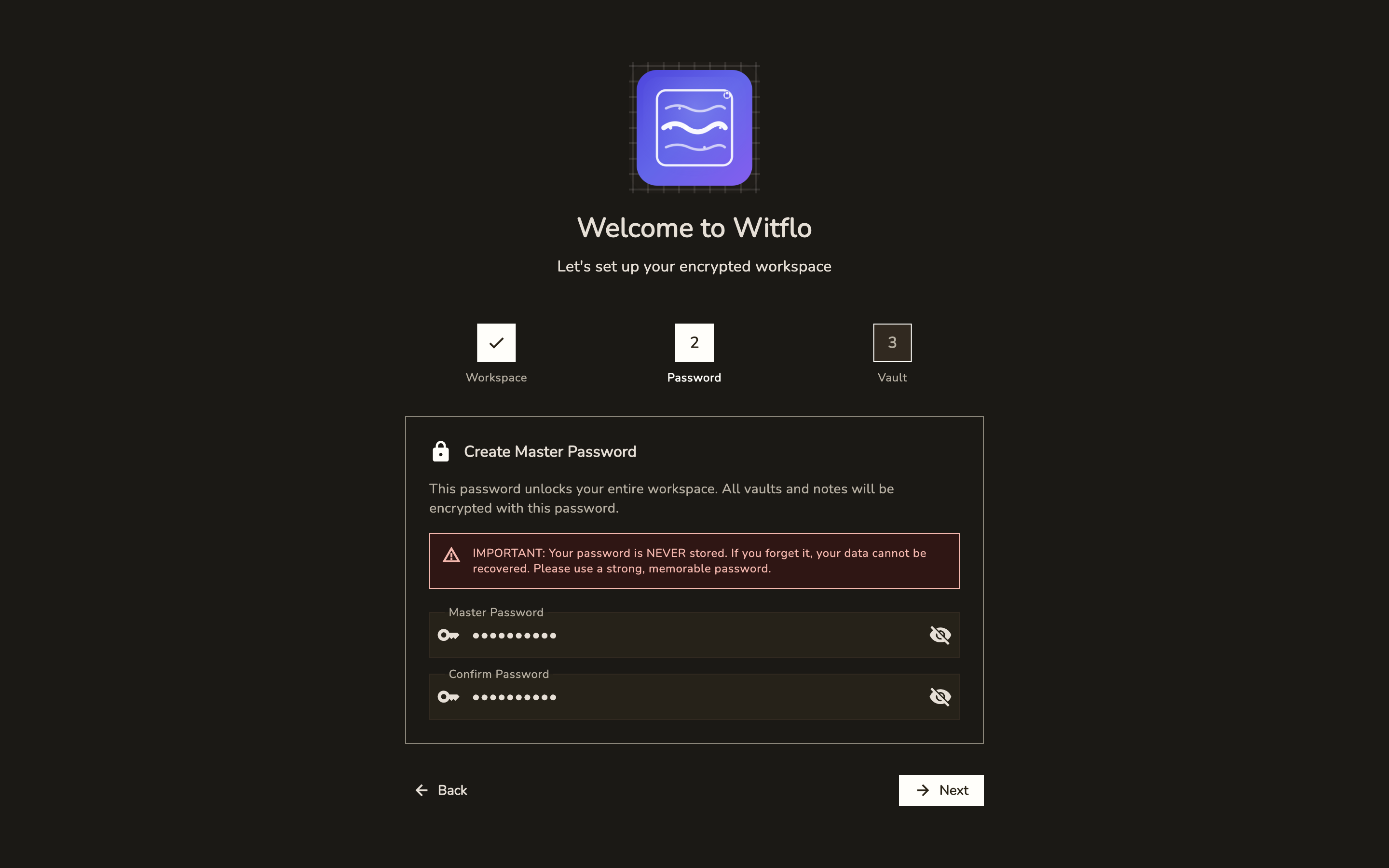 Create Master Password